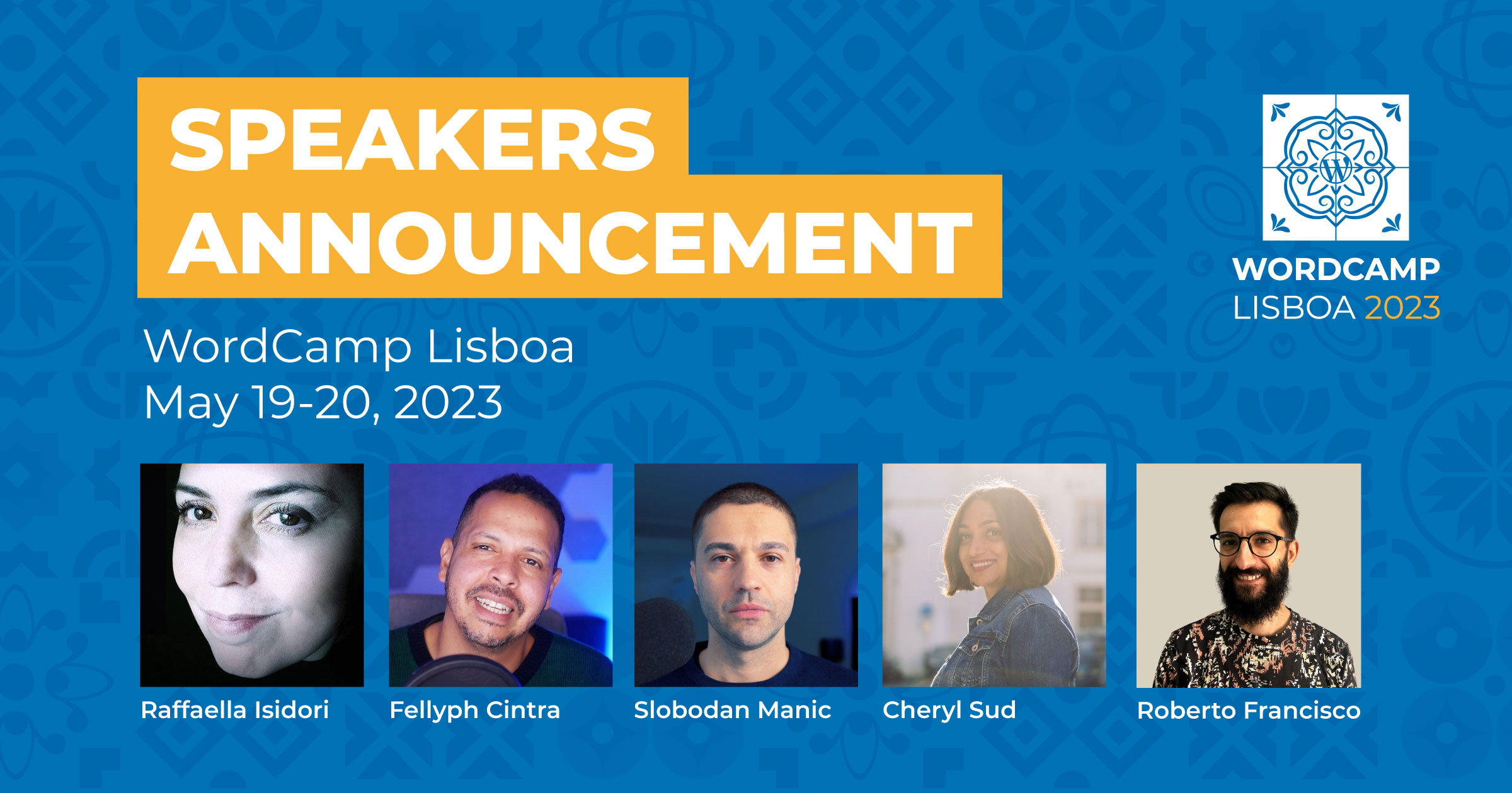 Picture of 5 speakers for WordCamp Lisboa 2023